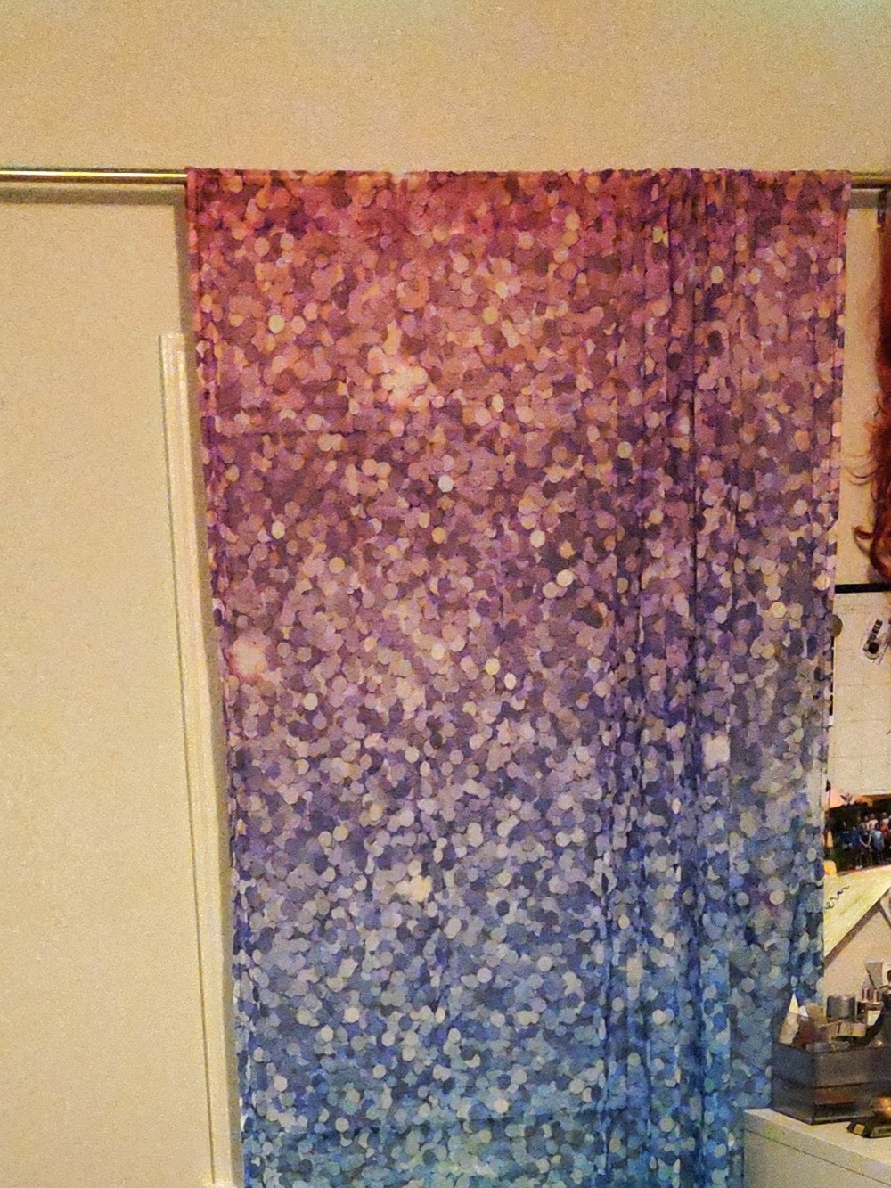Decorative Purple to Teal Ombre Dot Curtains (aka Mermaid Curtains)